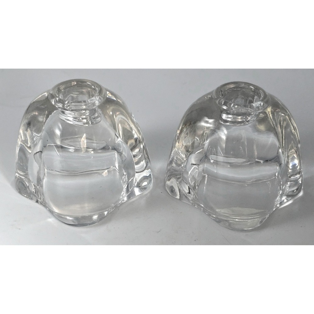 Vintage Danish‎ Crystal Reversable Candle Holders Votive Tea Light Tapers Pair